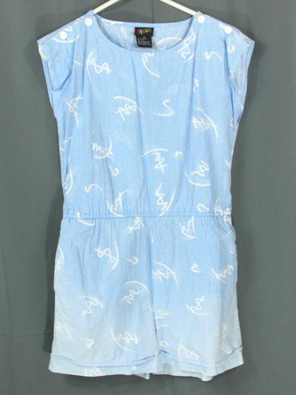 Vintage Marissa New Wave Abstract Cotton Shorts Romper One Piece Playsuit M 80s